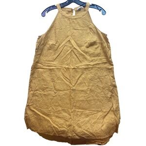 Sigrid Olsen Dress Womens Large Linen Sleeveless Gold Costal Beachy Travel